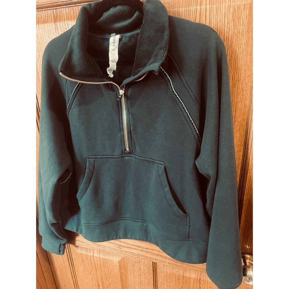 Jockey Forest Green Gold Zipper Super Soft Sweatshirt pullover Size XL